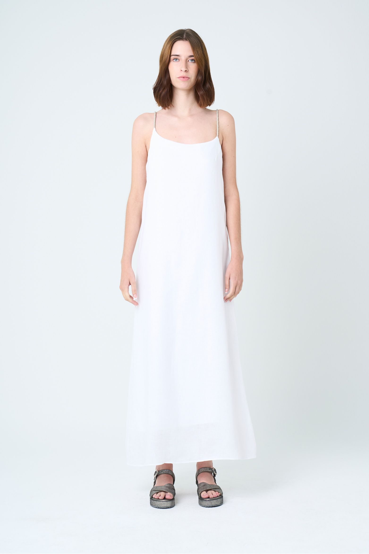 Vestido luze en tejido plano para mujer cargadera trenzada