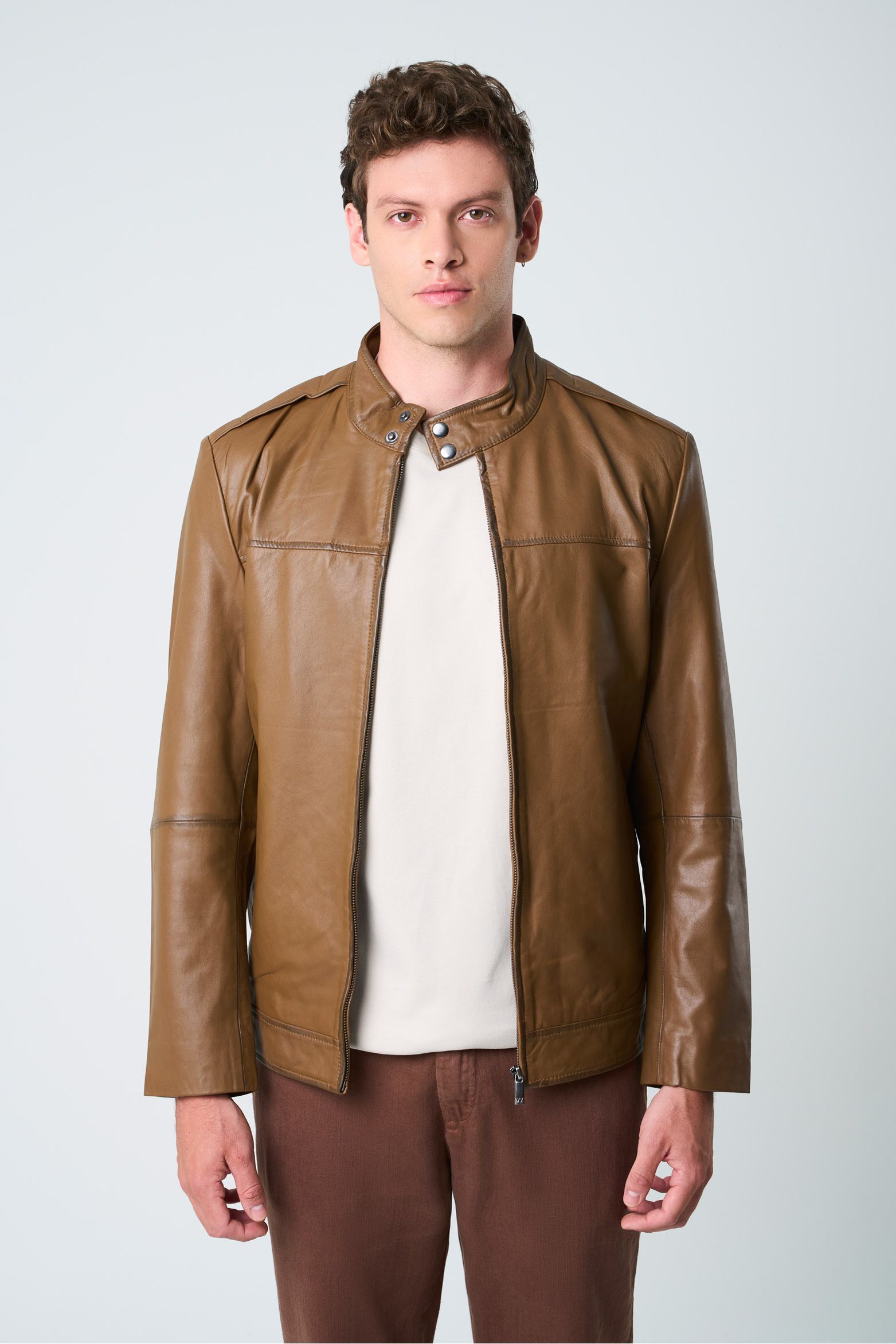 Chaqueta Bosa de cuero para hombre fit semi holgado