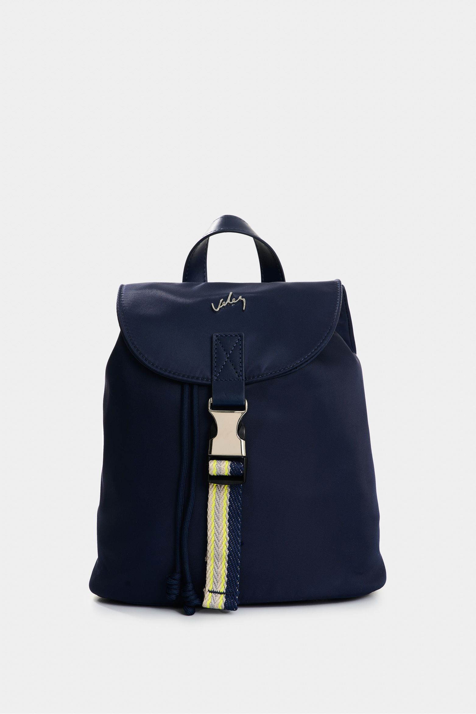 Morral Elora mini en lona y cuero para mujer detalle contraste