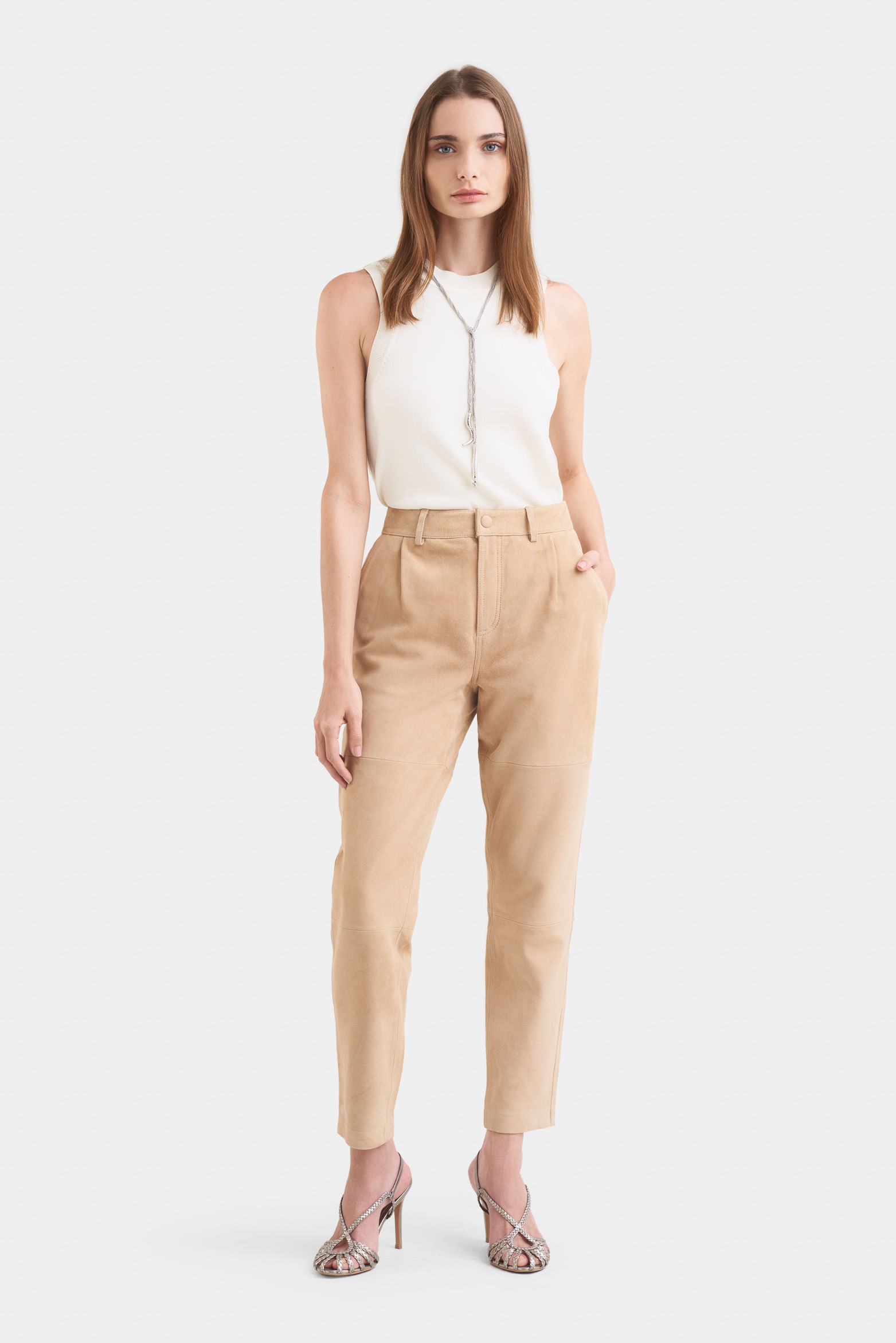 Pantalón baggy en gamuza para mujer fit holgado