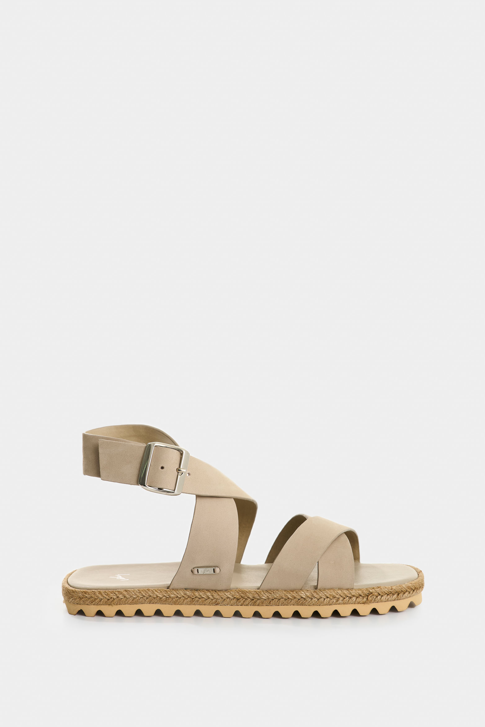 Sandalia plana Orbi 2.0 de cuero para mujer detalle yute