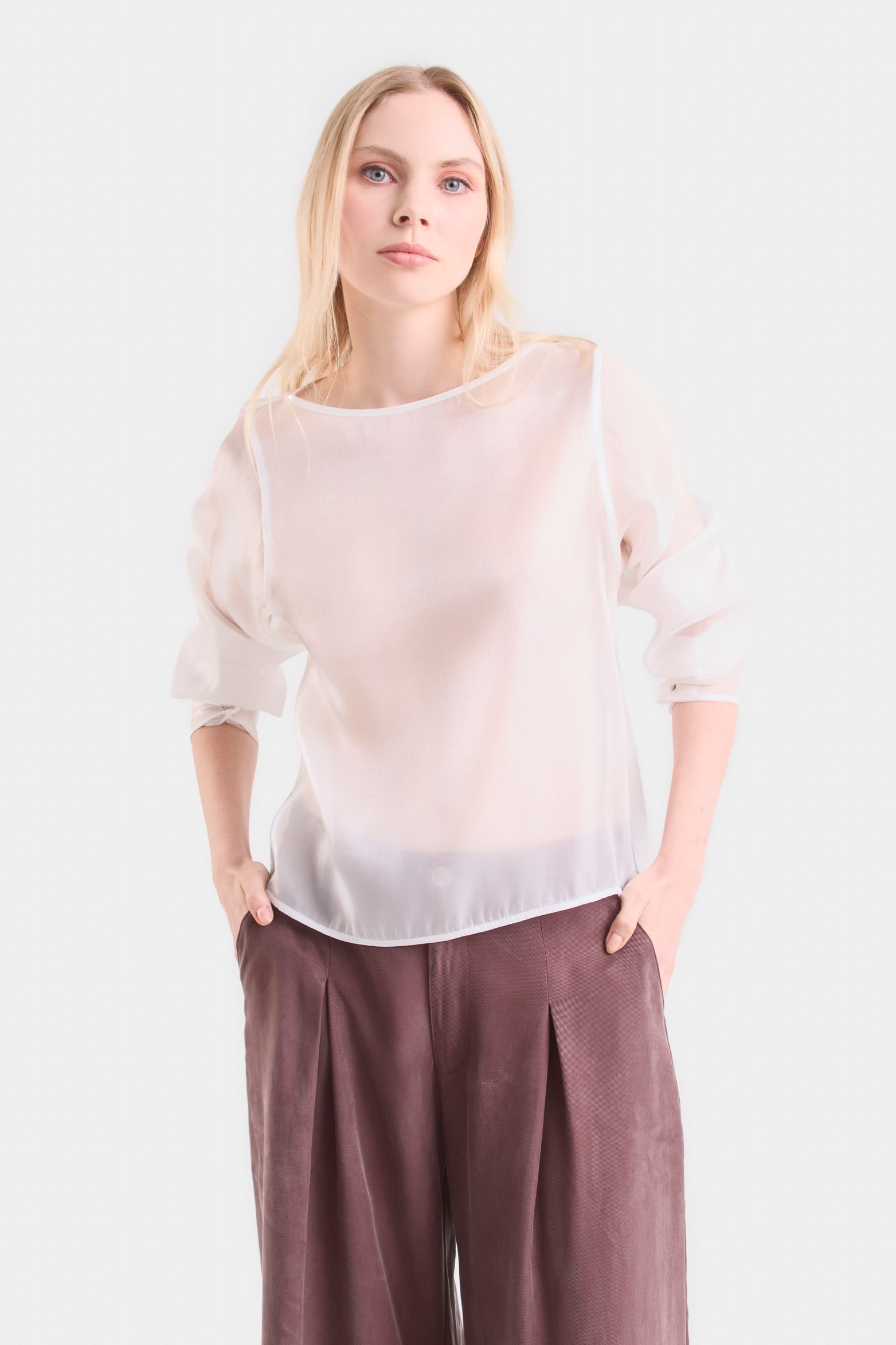 Camisa caltha en tejido de punto para mujer efecto metalizado