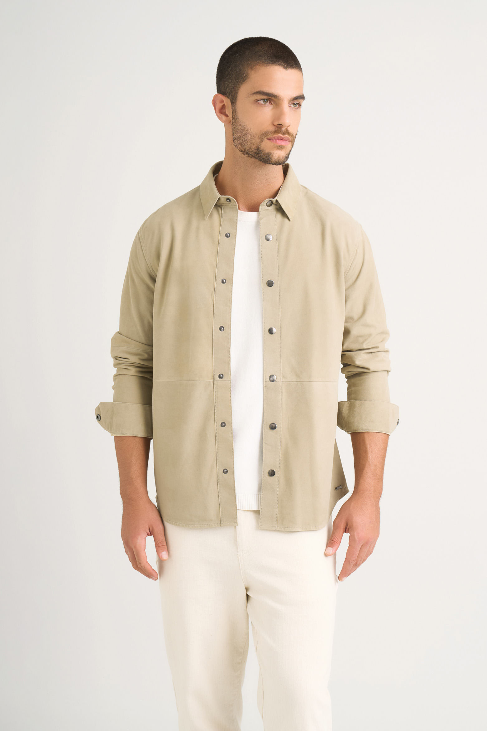 Camisa manga larga para hombre gamuza