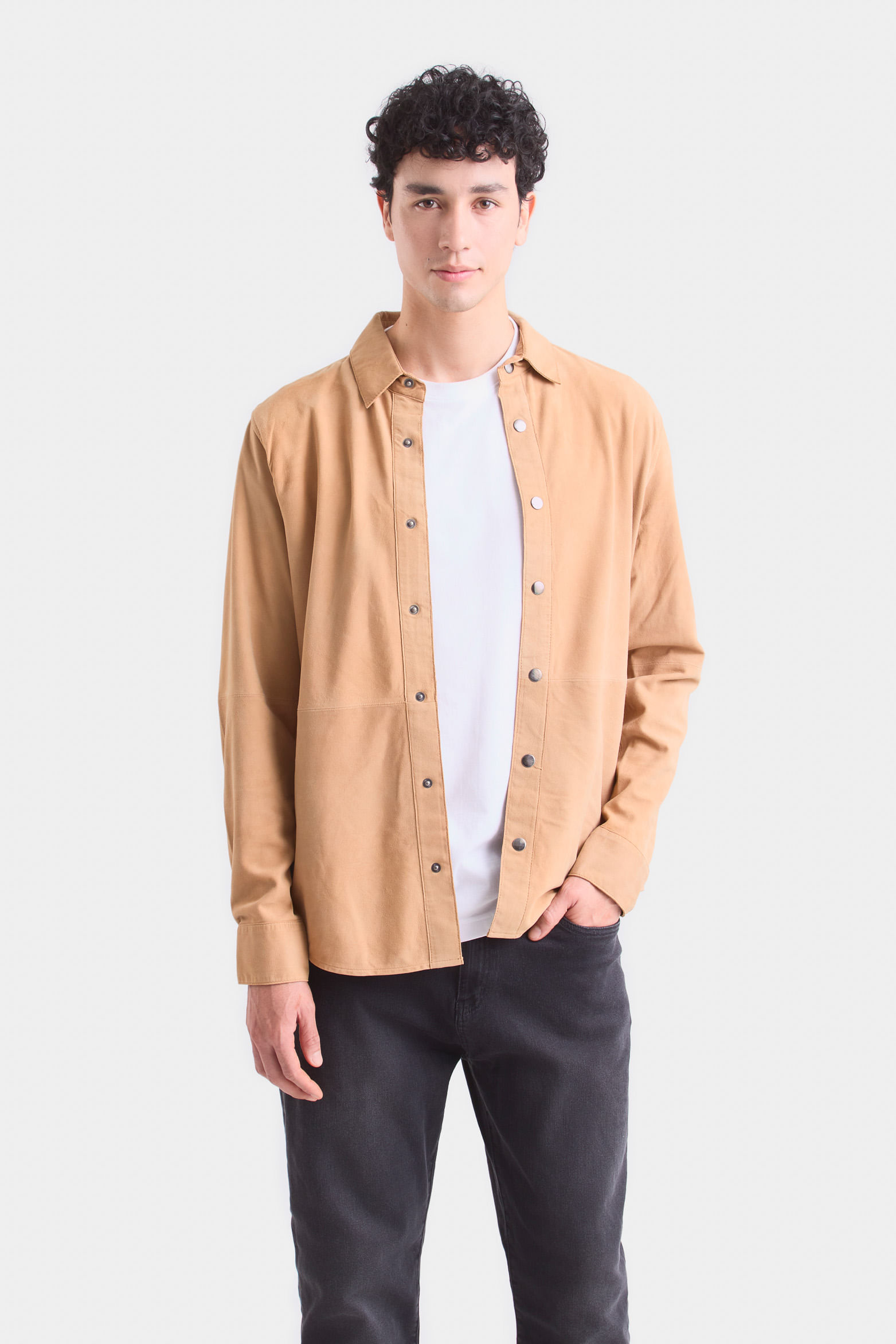 Camisa manga larga para hombre gamuza