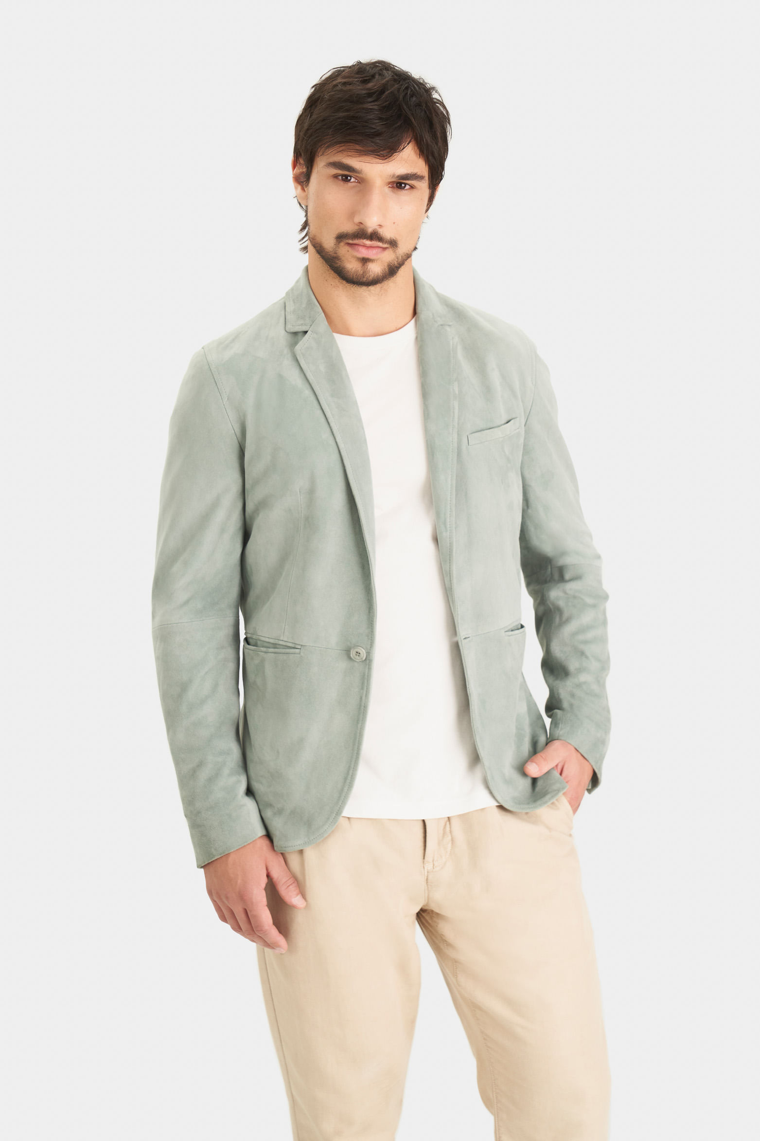 Blazer niger de gamuza para hombre fit semi ajustado
