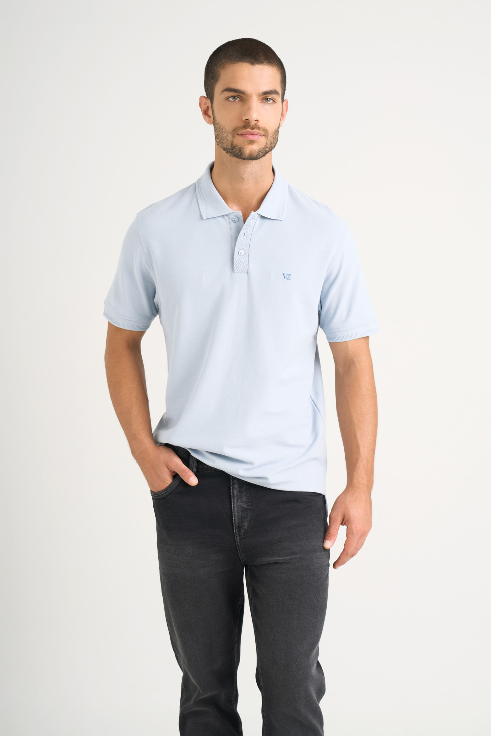 Polo para hombre semi fit detalle jacquard