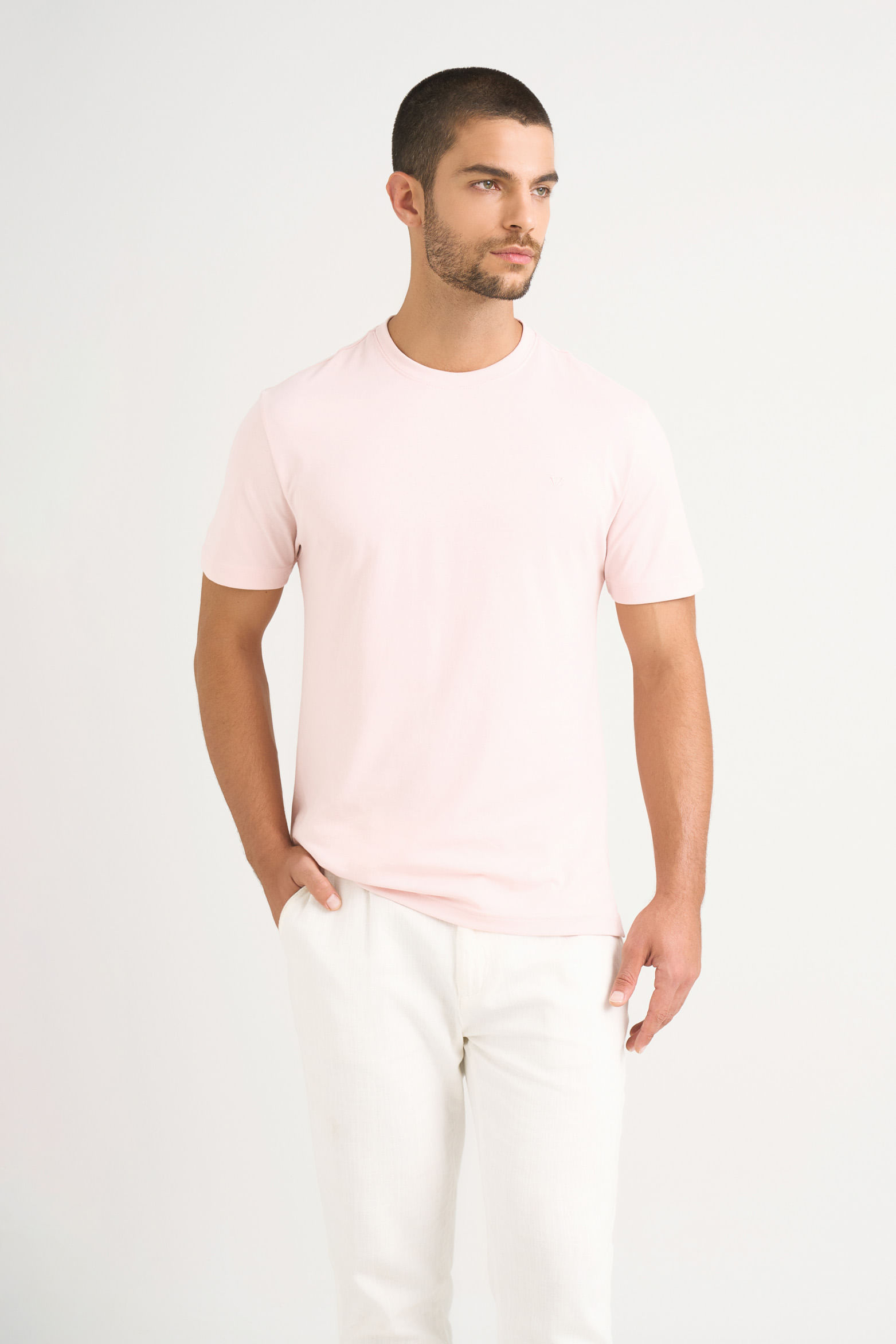 Camiseta perú cuello redondo para hombre basica jersey Rosado