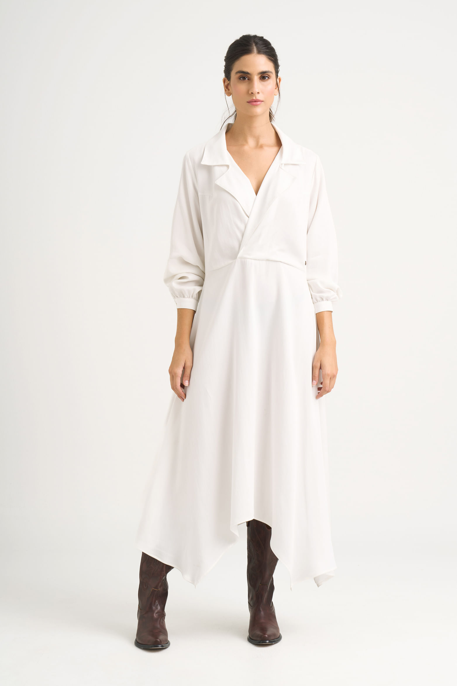 Vestido Reflejo midi para mujer asimétrico