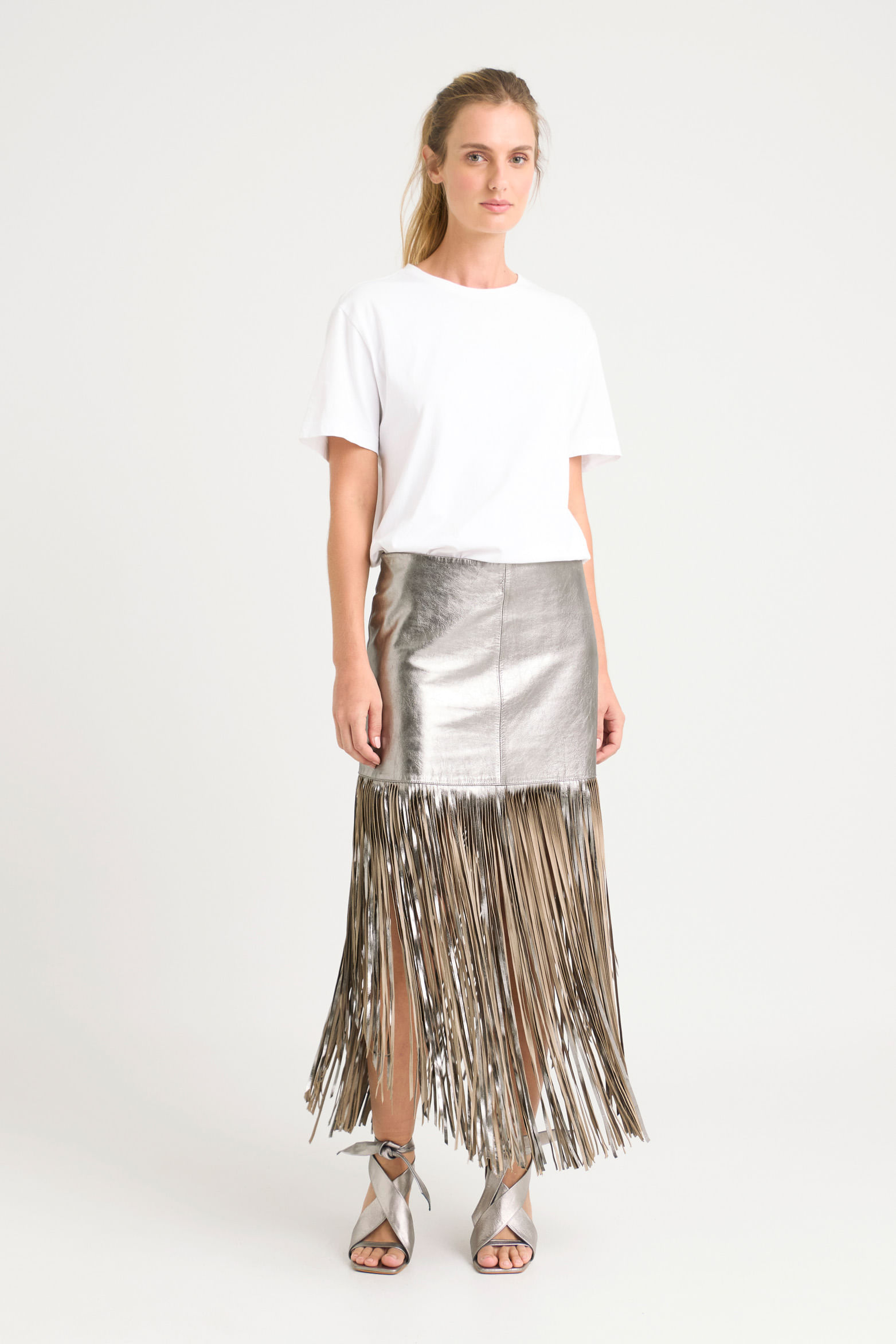 Falda vice foil de cuero folia para mujer flecos