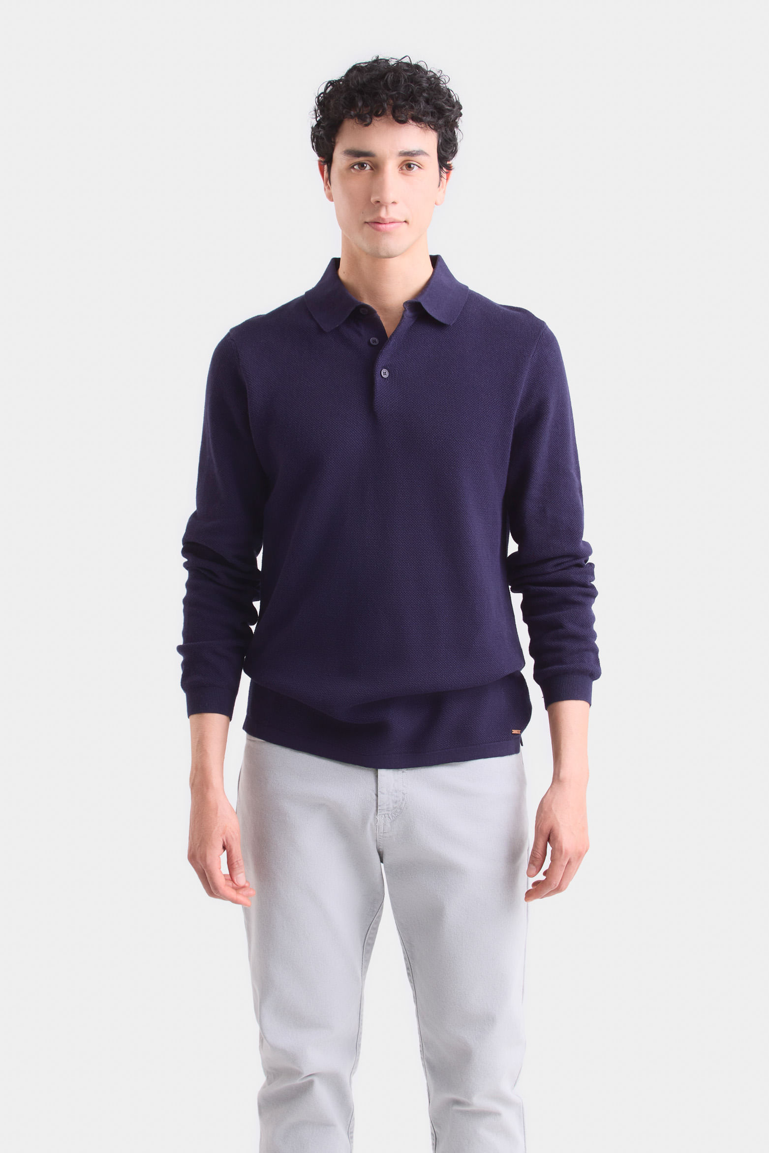 Polo manga larga lugano para hombre semi fitted