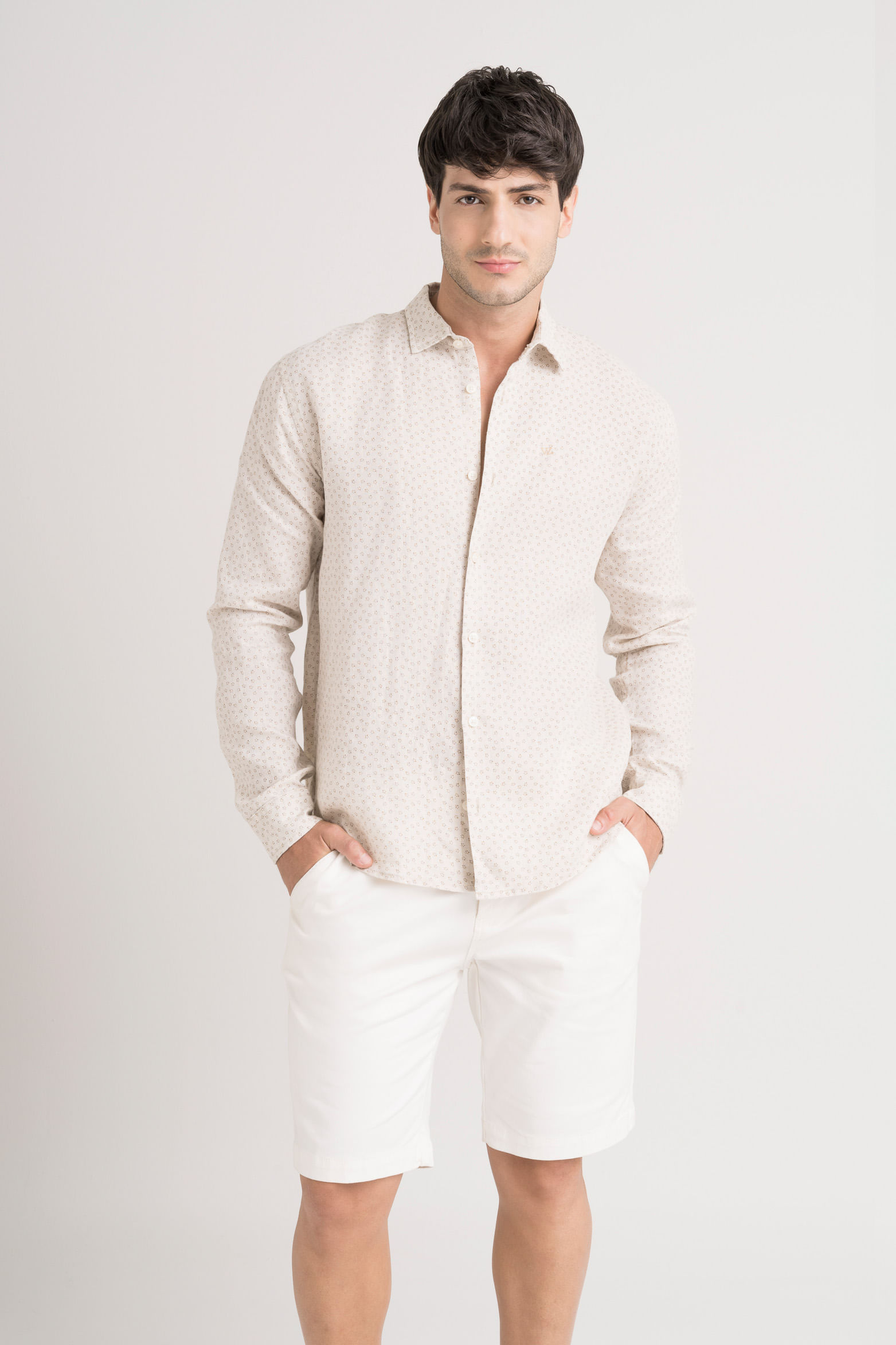 Camisa manga larga geranio en lino para hombre liviana
