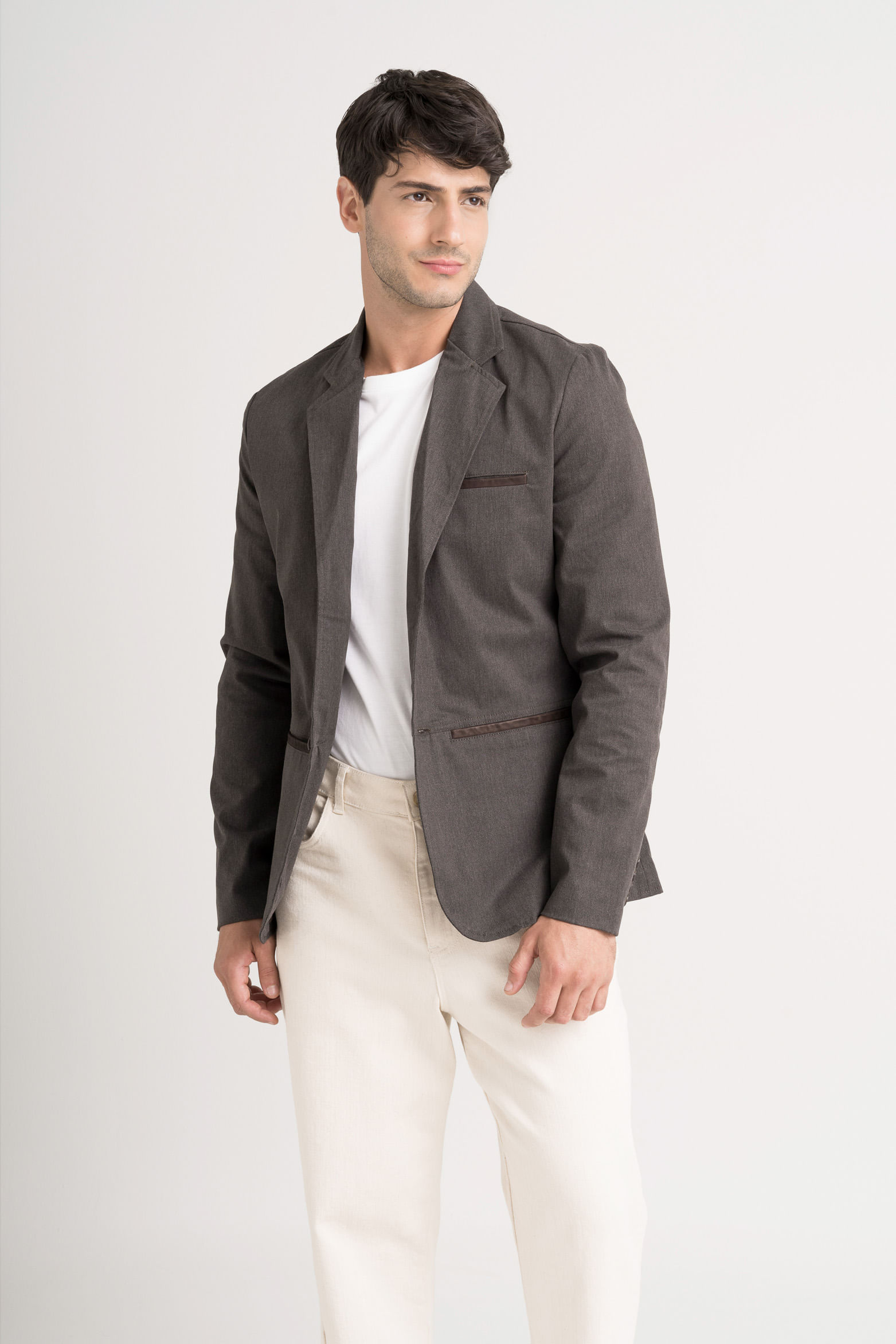 Blazer soft touch de paño para hombre silueta semi fitted