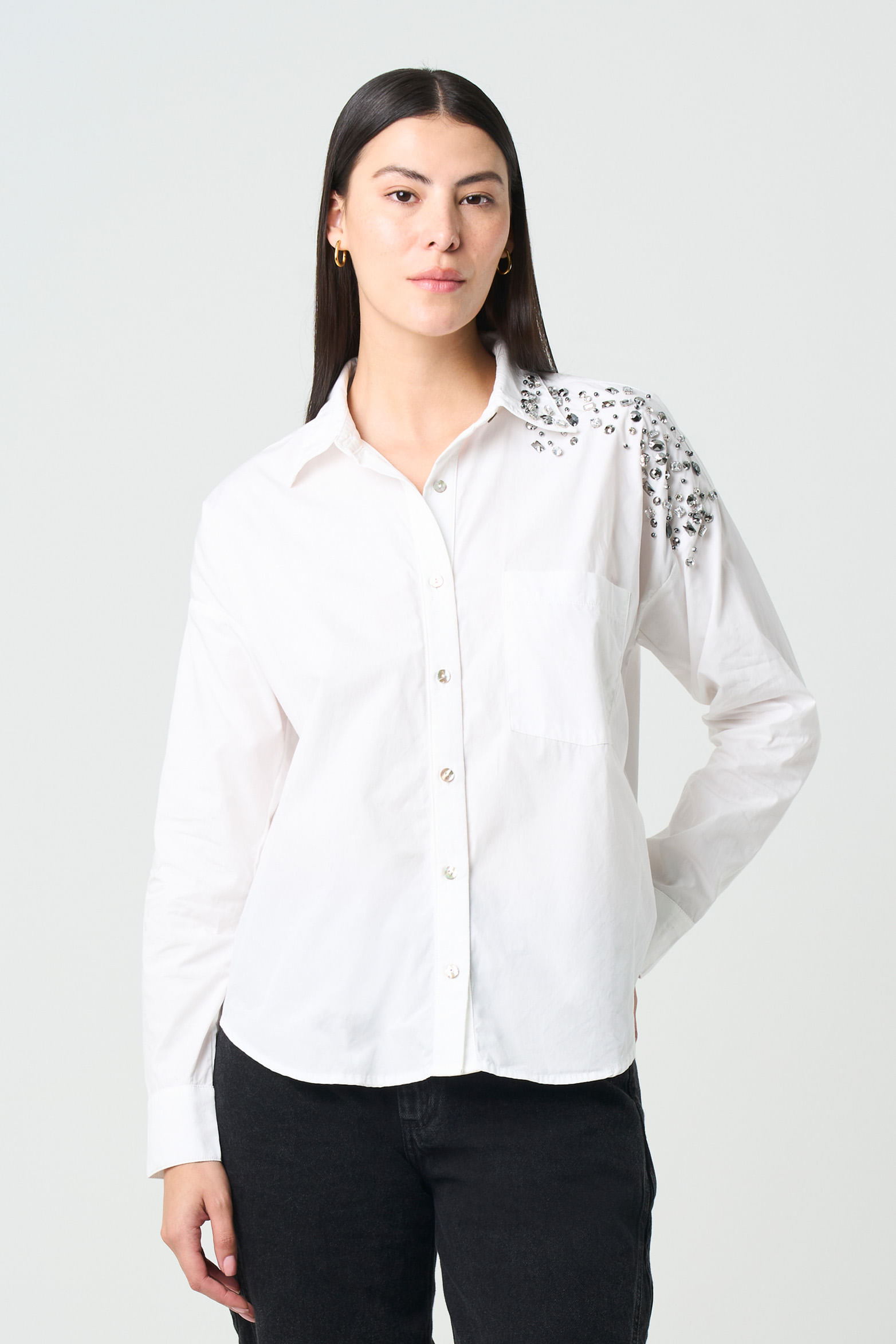 Camisa manga larga Antares para mujer cristales