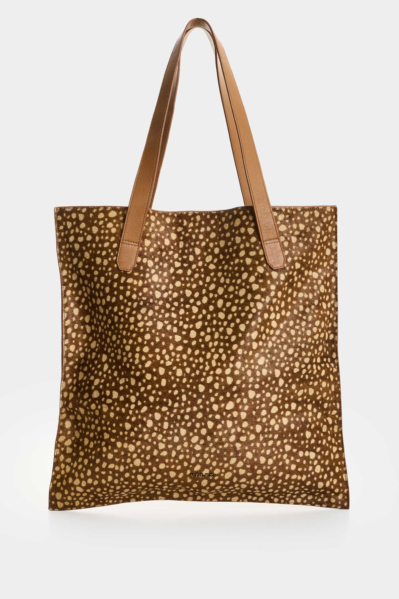 Tote bag en cuero pelo Deer print para mujer