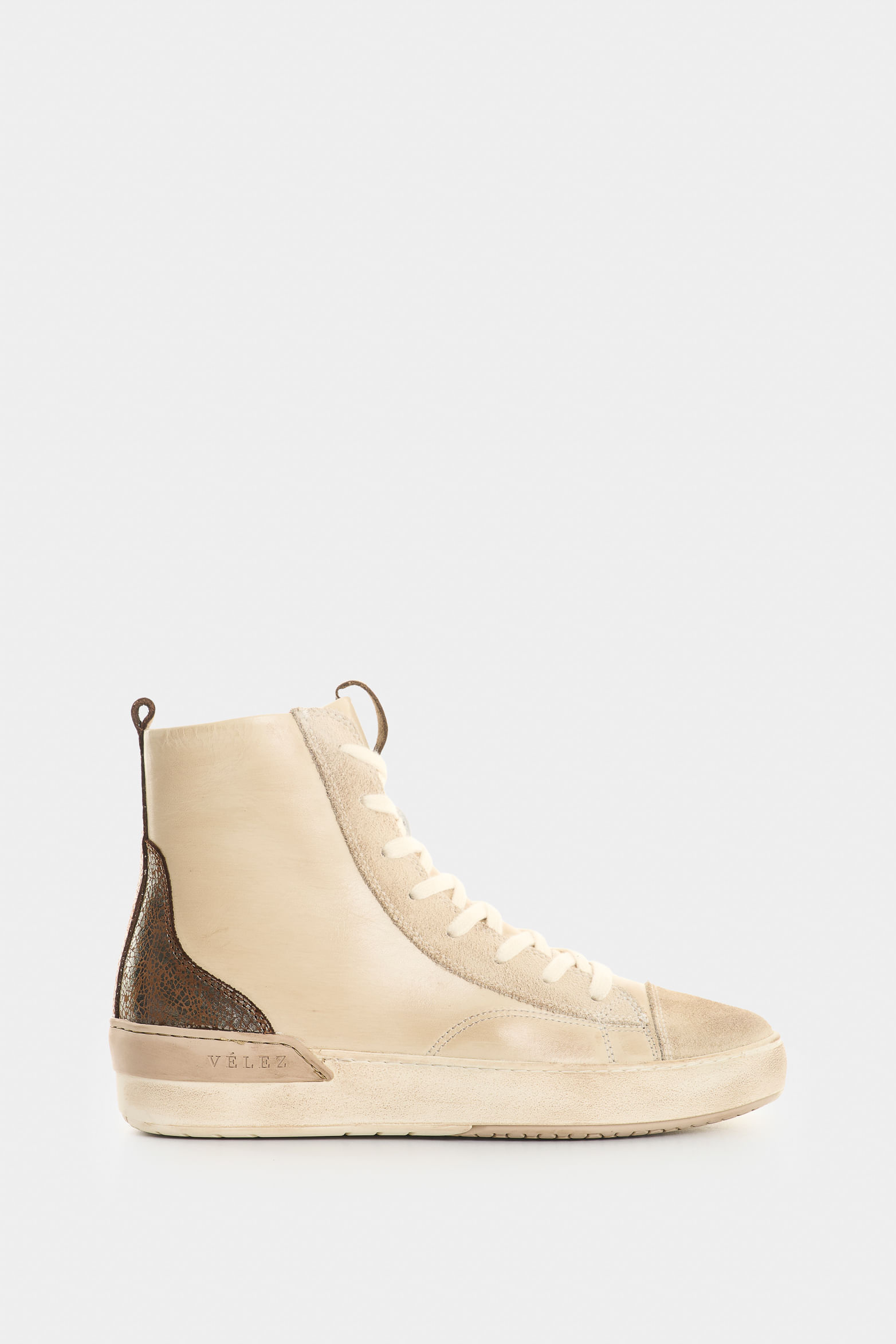 Tenis bota de cuero para mujer detalle folia