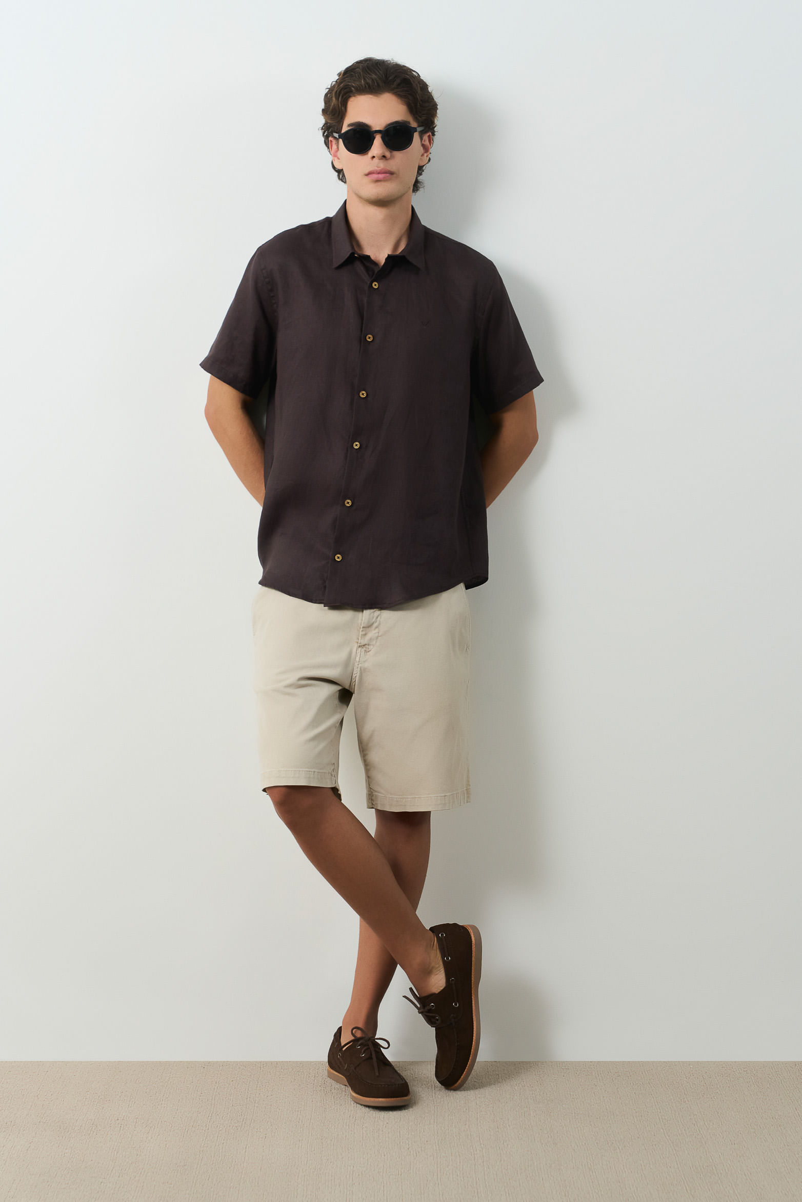 Camisa en lino manga corta Siena para hombre