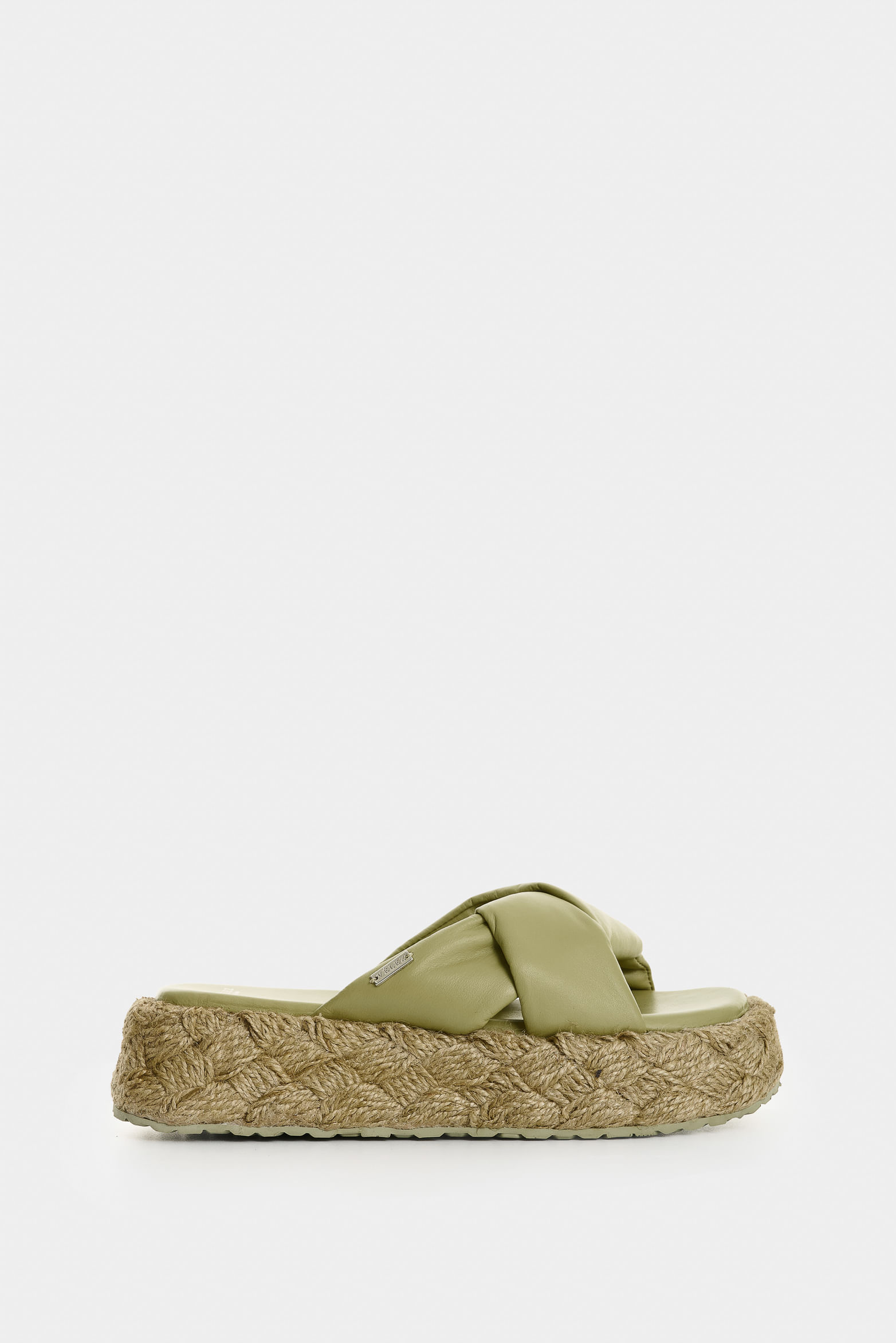 Sandalia plataforma de cuero y yute para mujer Ivory